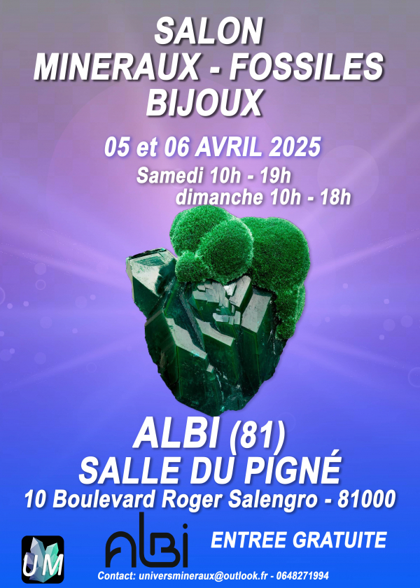 Mineral, fossil and designer jewelry exhibition.