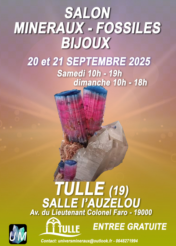 Mineral, fossil and designer jewelry exhibition.