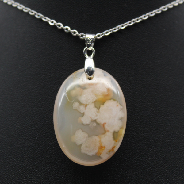 Oval Flower Agate Pendant