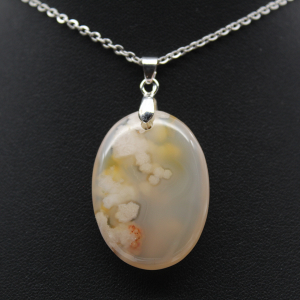 Oval Flower Agate Pendant
