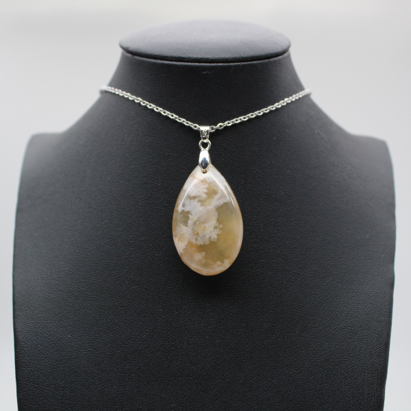 Teardrop Flower Agate Pendant