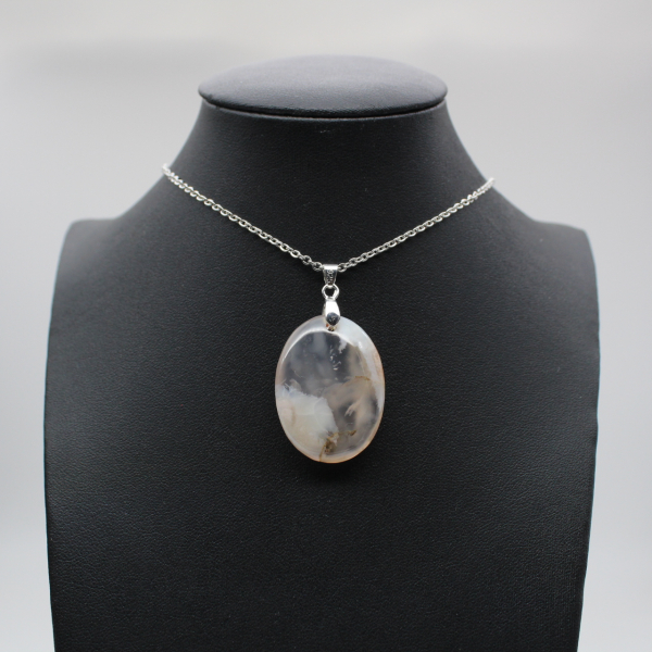 Oval Flower Agate Pendant