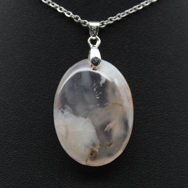 Oval Flower Agate Pendant