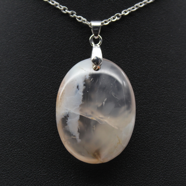 Oval Flower Agate Pendant