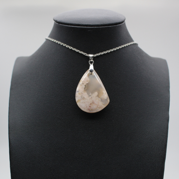 Teardrop Flower Agate Pendant
