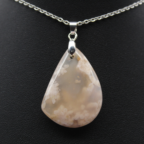 Teardrop Flower Agate Pendant