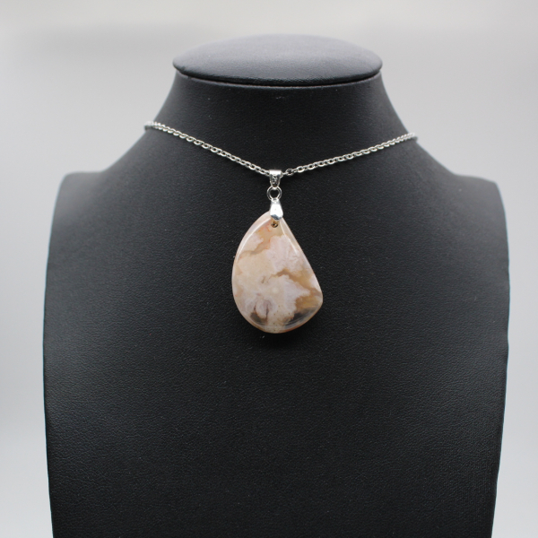 Teardrop Flower Agate Pendant