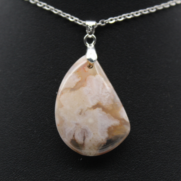 Teardrop Flower Agate Pendant