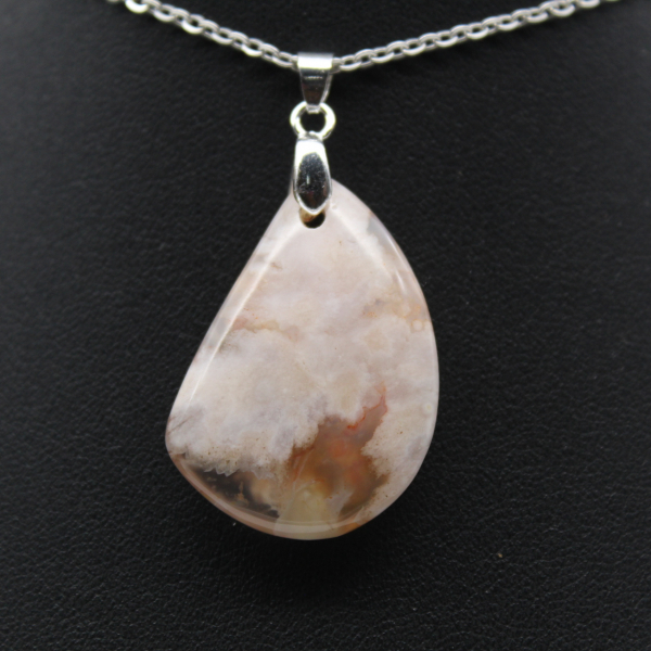 Teardrop Flower Agate Pendant