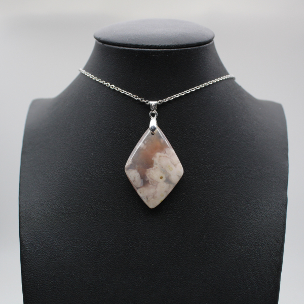 Teardrop Flower Agate Pendant