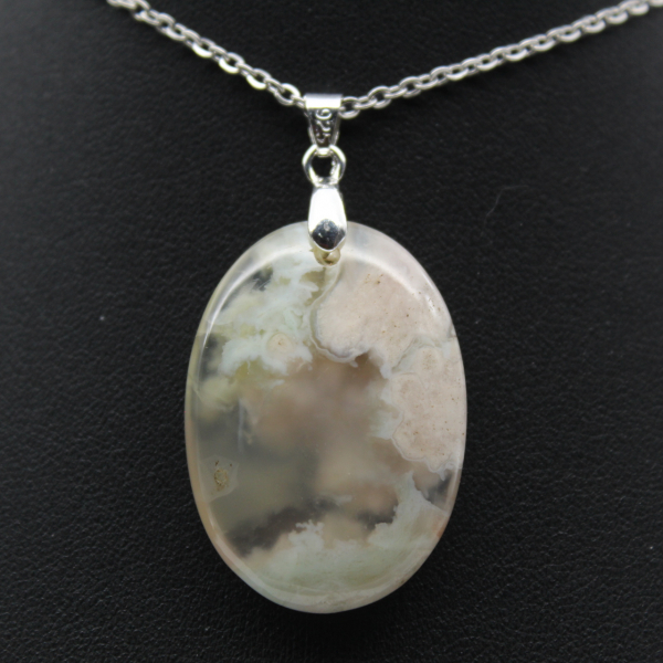 Oval Flower Agate Pendant