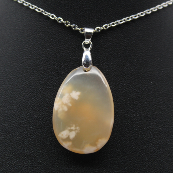 Flower Agate Teardrop Pendant