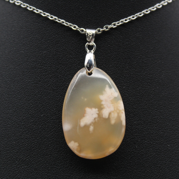 Flower Agate Teardrop Pendant
