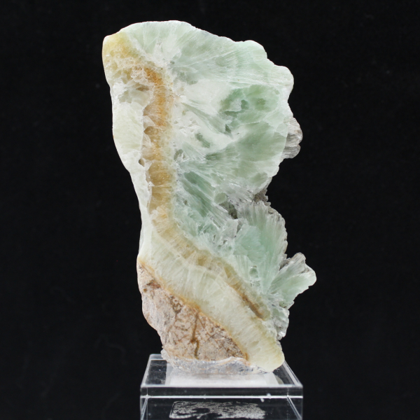 Green Aragonite slice for mineral collection