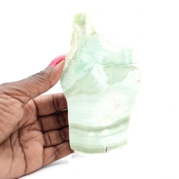 Authentic polished Green Aragonite stone slice