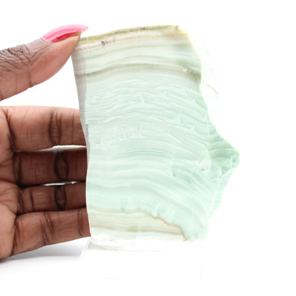 Polished Green Aragonite slice quality raw mineral