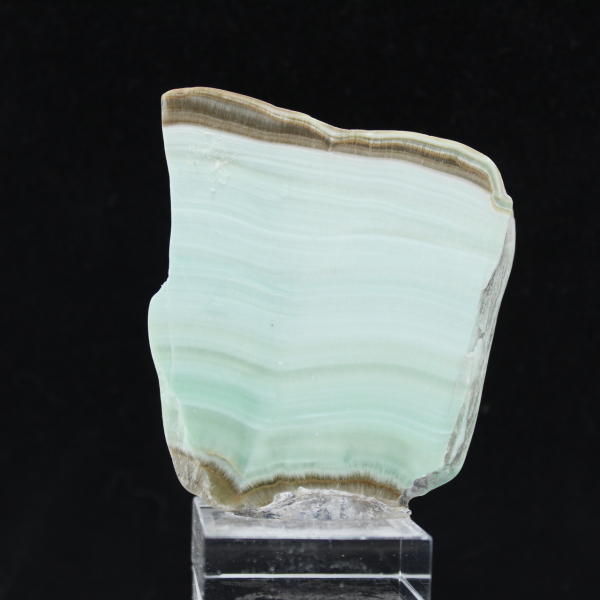 Green Aragonite slice for mineral collection