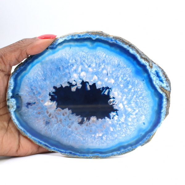 Natural sliced blue agate from Brazil