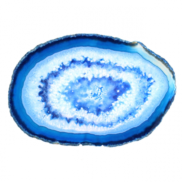 Polished blue agate slice for mineral decoration