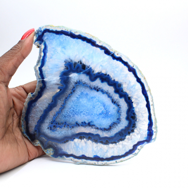 Slice of blue agate from Brazil for decorative collection