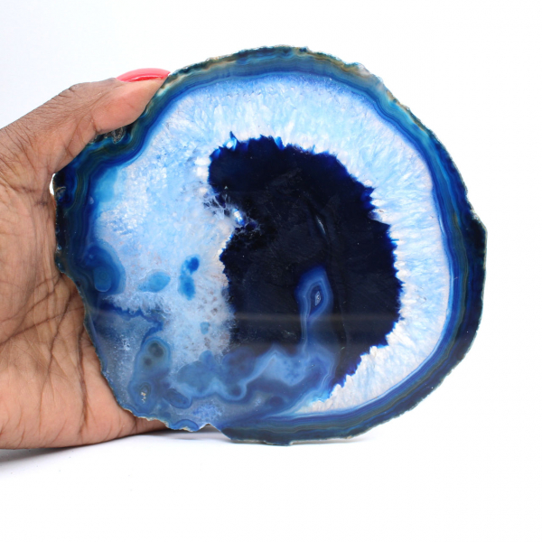 Blue agate slices polished for decoration and study