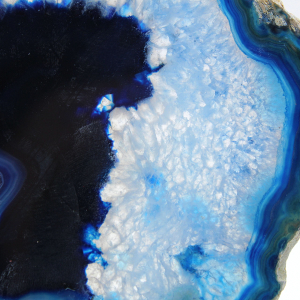 Blue agate slices polished for decoration and study