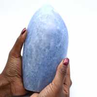 Polished blue calcite stone