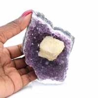 Calcite Cube on Amethyst