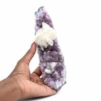 Calcite on Amethyst