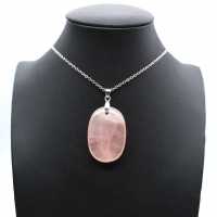 Oval rose quartz pendant