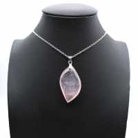 Rose Quartz Leaf Pendant