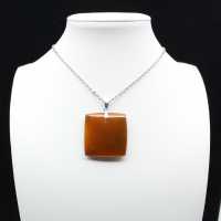 Square carnelian pendant