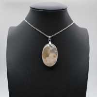 Oval Flower Agate Pendant