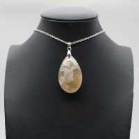 Teardrop Flower Agate Pendant