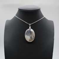 Oval Flower Agate Pendant