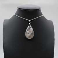 Teardrop Flower Agate Pendant