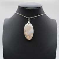 Oval Flower Agate Pendant