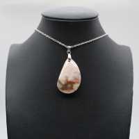 Flower Agate Teardrop Pendant
