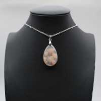 Flower Agate Teardrop Pendant