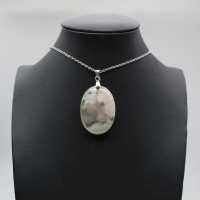 Oval Flower Agate Pendant