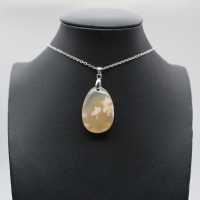 Flower Agate Teardrop Pendant