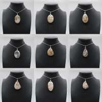 Oval Flower Agate Pendant