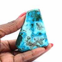 Polished block of Congo chrysocolla