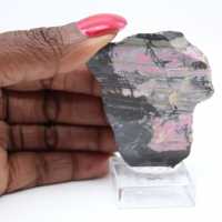 Authentic Rhodonite stone slice