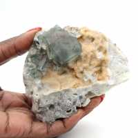Green Fluorite Mineral: Crystals on matrix for decoration