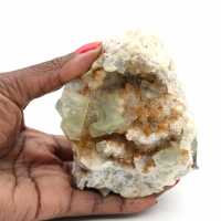 Raw fluorite from Morocco: Large green crystal on host rock