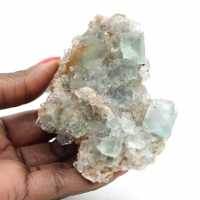 Green fluorite on rock: Raw mineral sample Green fluorite on rock: Raw mineral sample