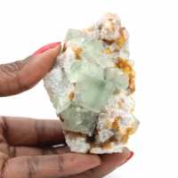 Raw green fluorite: Small crystal on its matrix, Morocco Raw green fluorite: Small crystal on its matrix, Morocco