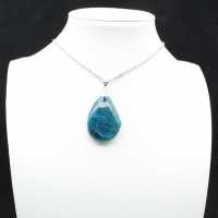 Blue Apatite Pendant from Madagascar - Authentic Mineralogy