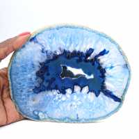 Decorative slice of blue agate, of Brazilian origin